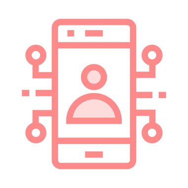 siber mobil hesap ince renk çizgisi vektör simgesi