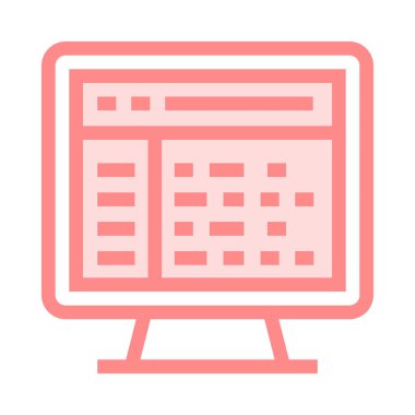 monitör web sayfası ince renk çizgisi vektör simgesi