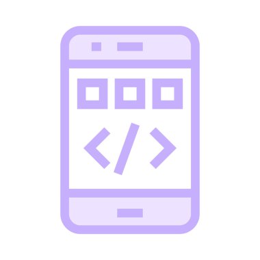 kodlama mobil ince renk çizgisi vektör simgesi