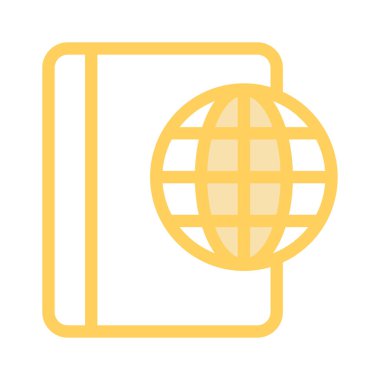 küresel kitap ince renk çizgisi vektör simgesi