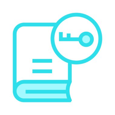 anahtar kitabı ince renk çizgisi vektör simgesi