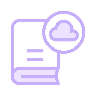 bulut kitap ince renk çizgisi vektör simgesi