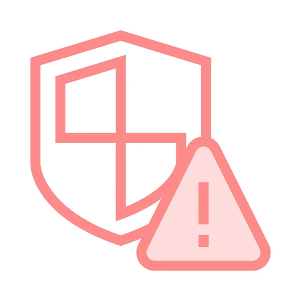 Warning Shield Thin Color Line Vector Icon — Stock Vector