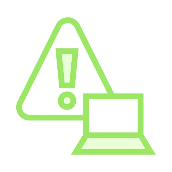 Warning Laptop Thin Color Line Vector Icon — Stock Vector