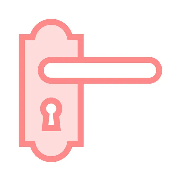 Door Lock Thin Color Line Vector Icon — Stock Vector