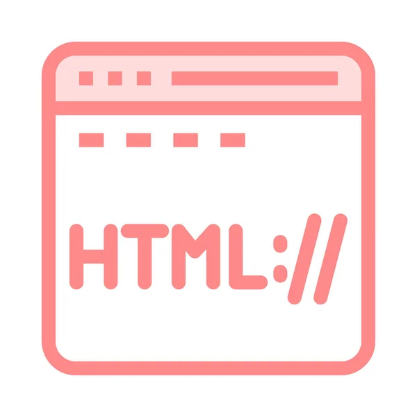 Html Browser Dun Kleur Lijn Vector Pictogram — Stockvector