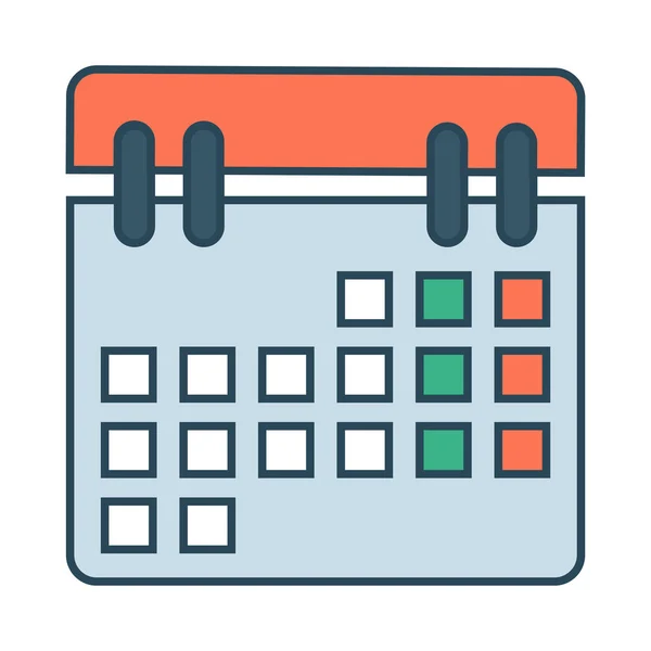 Ikona Kolor Kalendarz Symbol Wektor — Wektor stockowy