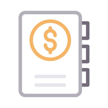 dolar kitap ince renk çizgisi vektör simgesi