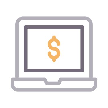 dolar laptop ince renk çizgisi vektör simgesi