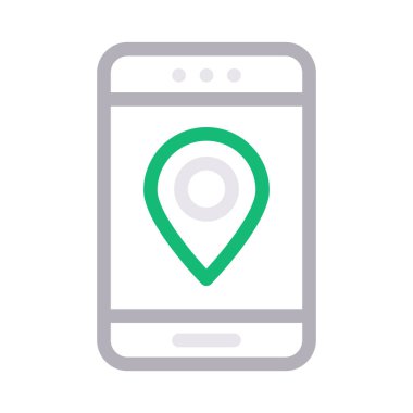 çevrimiçi konum ince renk çizgisi vektör simgesi