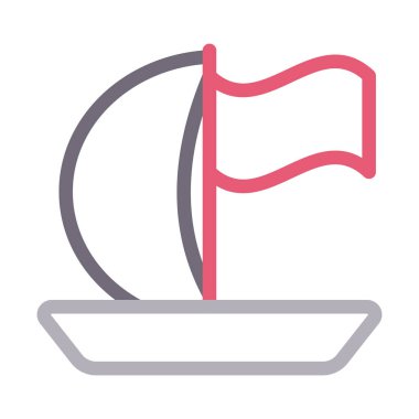 gemi ince renk çizgisi vektör simgesi