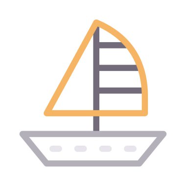 tekne ince renk çizgisi vektör simgesi