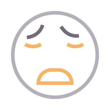 üzgün yüz ince renk çizgisi vektör simgesi