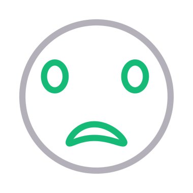 üzgün yüz ince renk çizgisi vektör simgesi