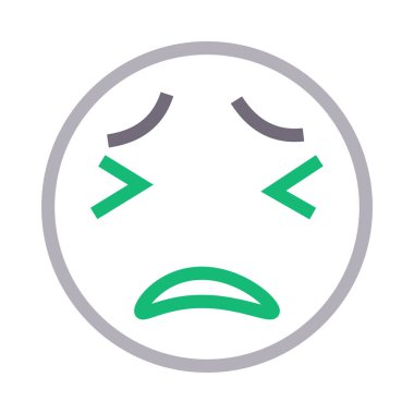 ağlama yüz ince renk çizgisi vektör simgesi