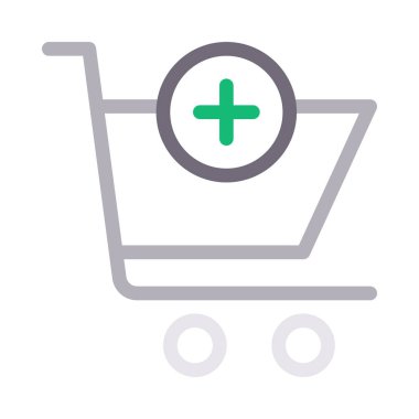 artı sepeti ince renk çizgisi vektör simgesi