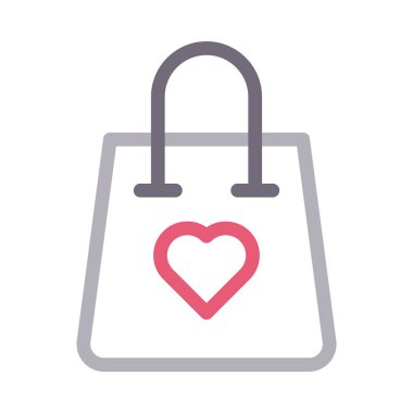 favori alışveriş çantası ince renk çizgisi vektör simgesi