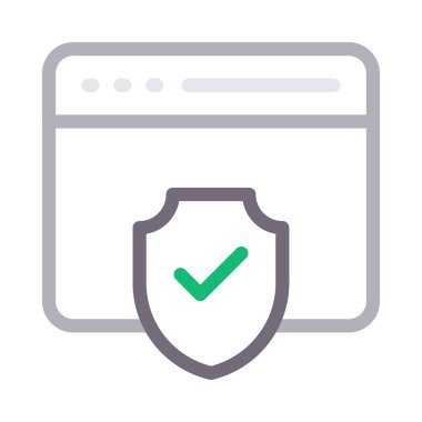 güvenli tarayıcı ince renk çizgisi vektör simgesi