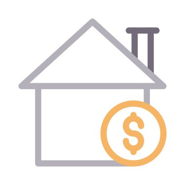 dolar ev ince renk çizgisi vektör simgesi
