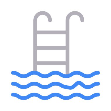 yüzme havuzu ince renk çizgisi vektör simgesi