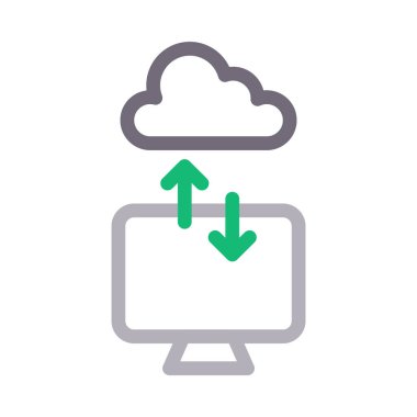 yükleme indir bulut ince renk çizgisi vektör simgesi