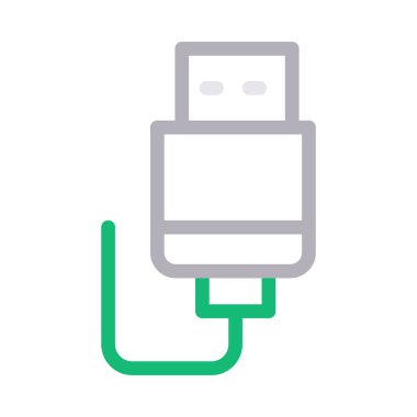 usb kablosu ince renk çizgisi vektör simgesi