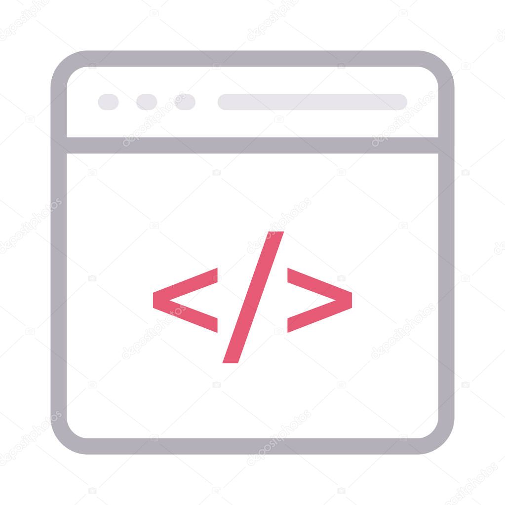 coding browser thin color line vector icon