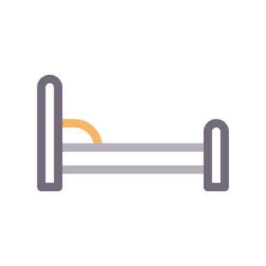 hastane yatağı ince renk çizgisi vektör simgesi