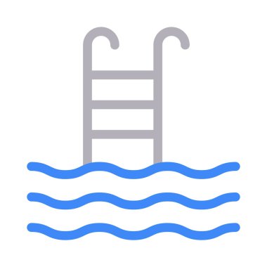 yüzme havuzu ince renk çizgisi vektör simgesi