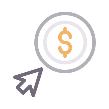 tıklama başına ödeme ince renk çizgisi vektör simgesi