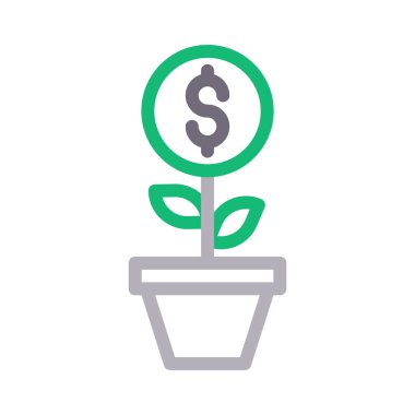 dolar büyüme ince renk çizgisi vektör simgesi