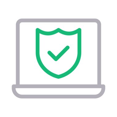güvenli laptop ince renk hat vektör simge