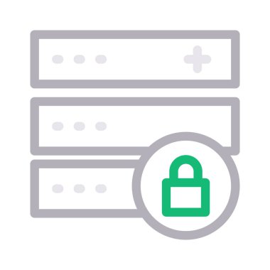 güvenli sunucu ince renk çizgi vektör simgesi