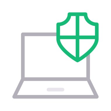 güvenli laptop ince renk hat vektör simge