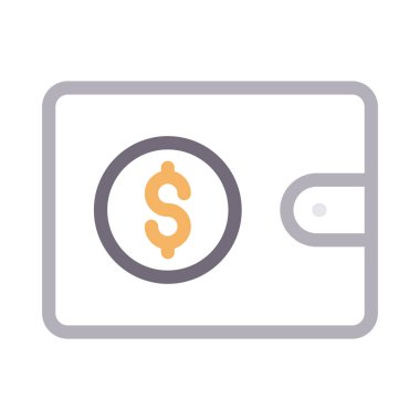 dolar cüzdan ince renk çizgisi vektör simgesi