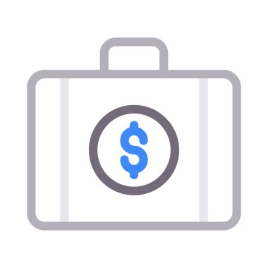 dolar evrak çantası ince renk çizgisi vektör simgesi