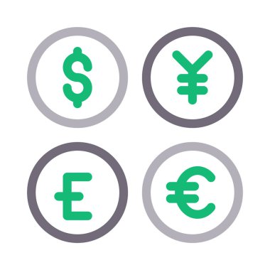 para birimi ince renk çizgisi vektör simgesi