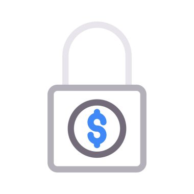 dolar kilit ince renk çizgisi vektör simgesi