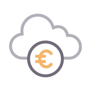 euro bulut ince renk çizgisi vektör simgesi