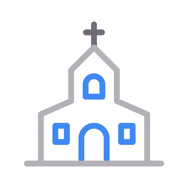 Εκκλησία Λεπτό Εικονίδιο Διάνυσμα Γραμμής Χρώματος — Διανυσματικό Αρχείο