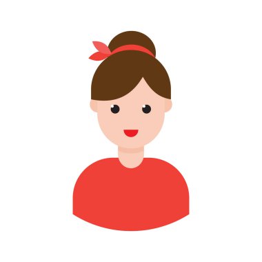 düz kız glif simge vektör