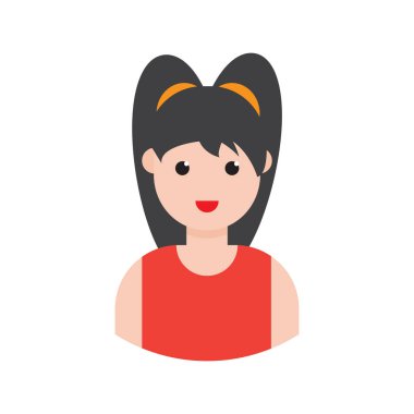 düz kız glif simge vektör