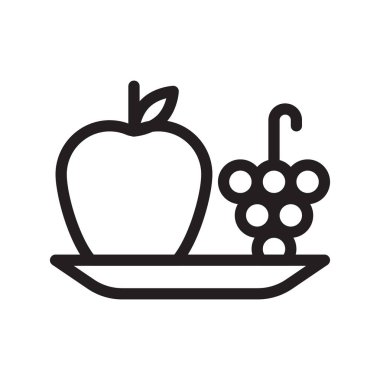 meyve plaka ince çizgi vektör simgesi