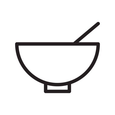 çorba kase ince çizgi vektör simgesi