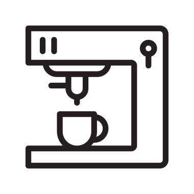 kahve makinesi ince çizgi vektör simgesi