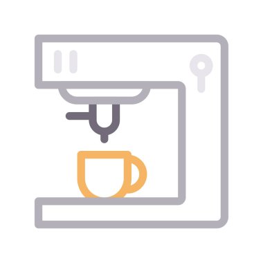 kahve makinesi ince renk çizgisi vektör simgesi