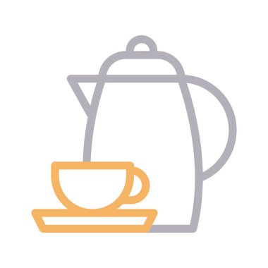 çaydanlık ince renk çizgisi vektör simgesi