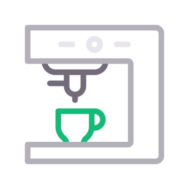 kahve makinesi ince renk çizgisi vektör simgesi