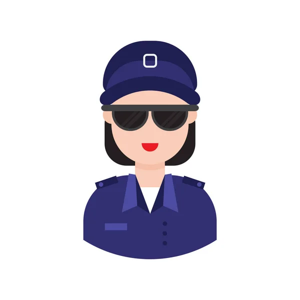 Lady Police Glyph Flat Vector Icon — Stock Vector