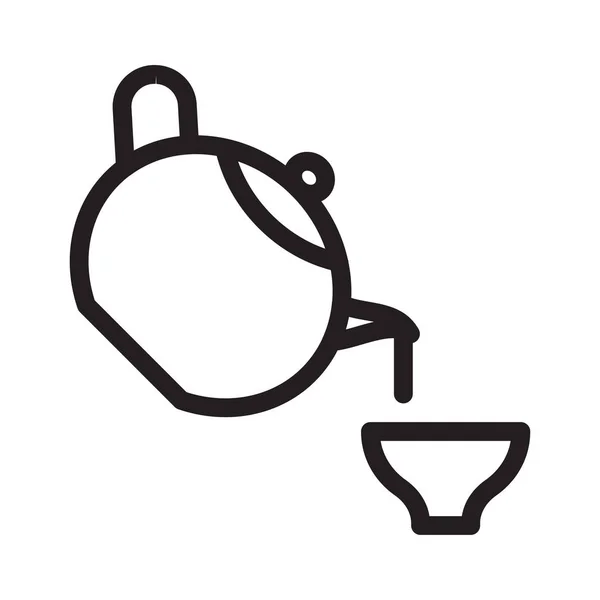 Theepot Dunne Lijn Vector Pictogram — Stockvector